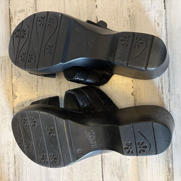 Dansko Jessie Black Leather Slip-On Platform Sandals Womens Size 42 (US 11.5) - Picture 4 of 10